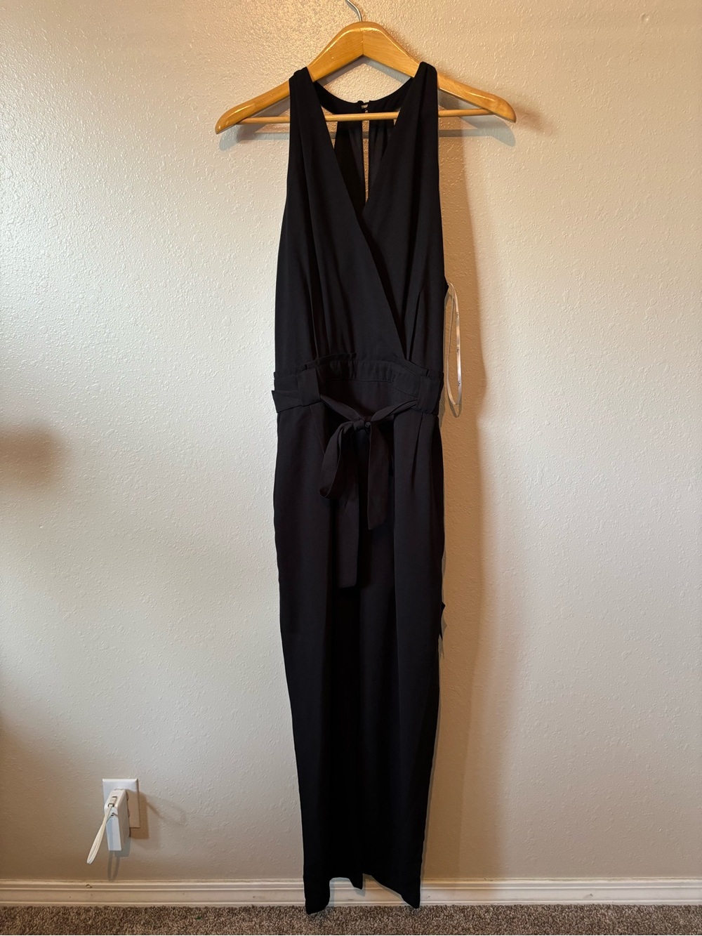 NWT Lulus in the city black surplice sleeveless jumpsuit
